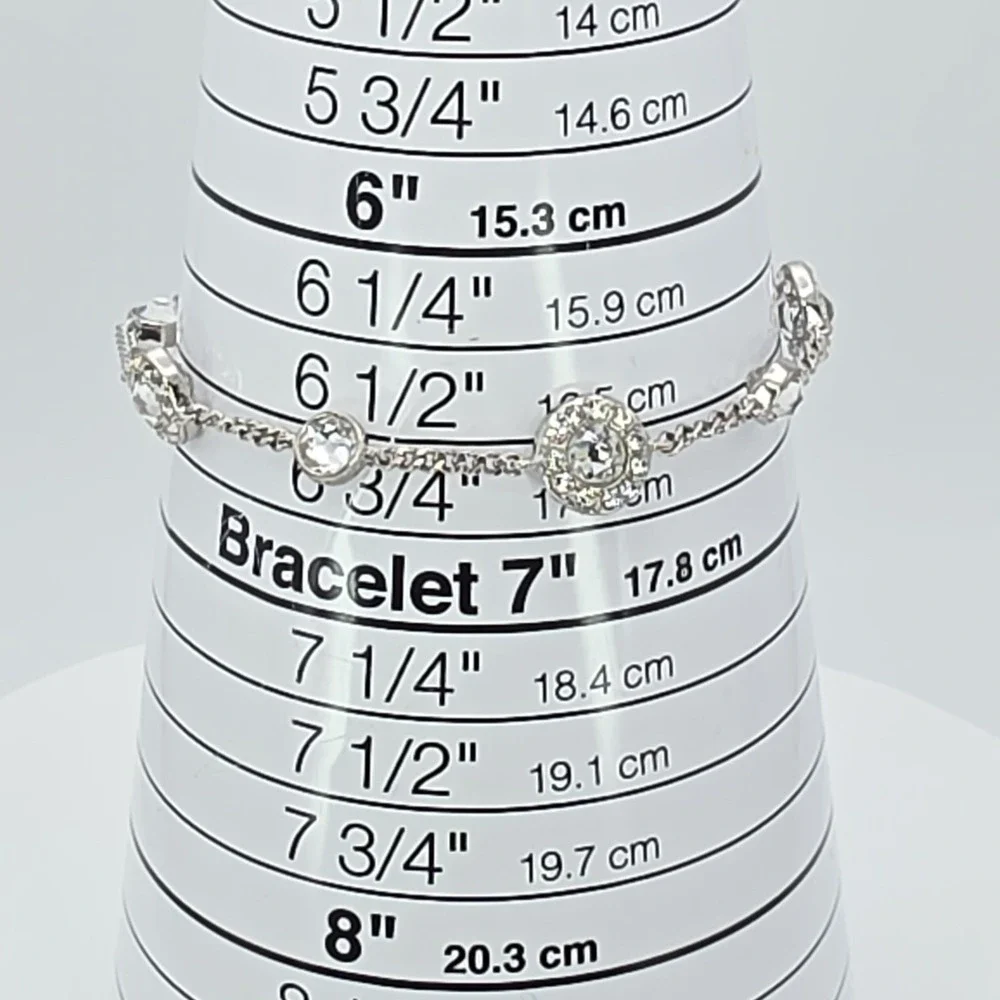 New! GIVENCHY‎ Station Bracelet SWAROVSKI Crystals Clear Silver Plate 6.75
